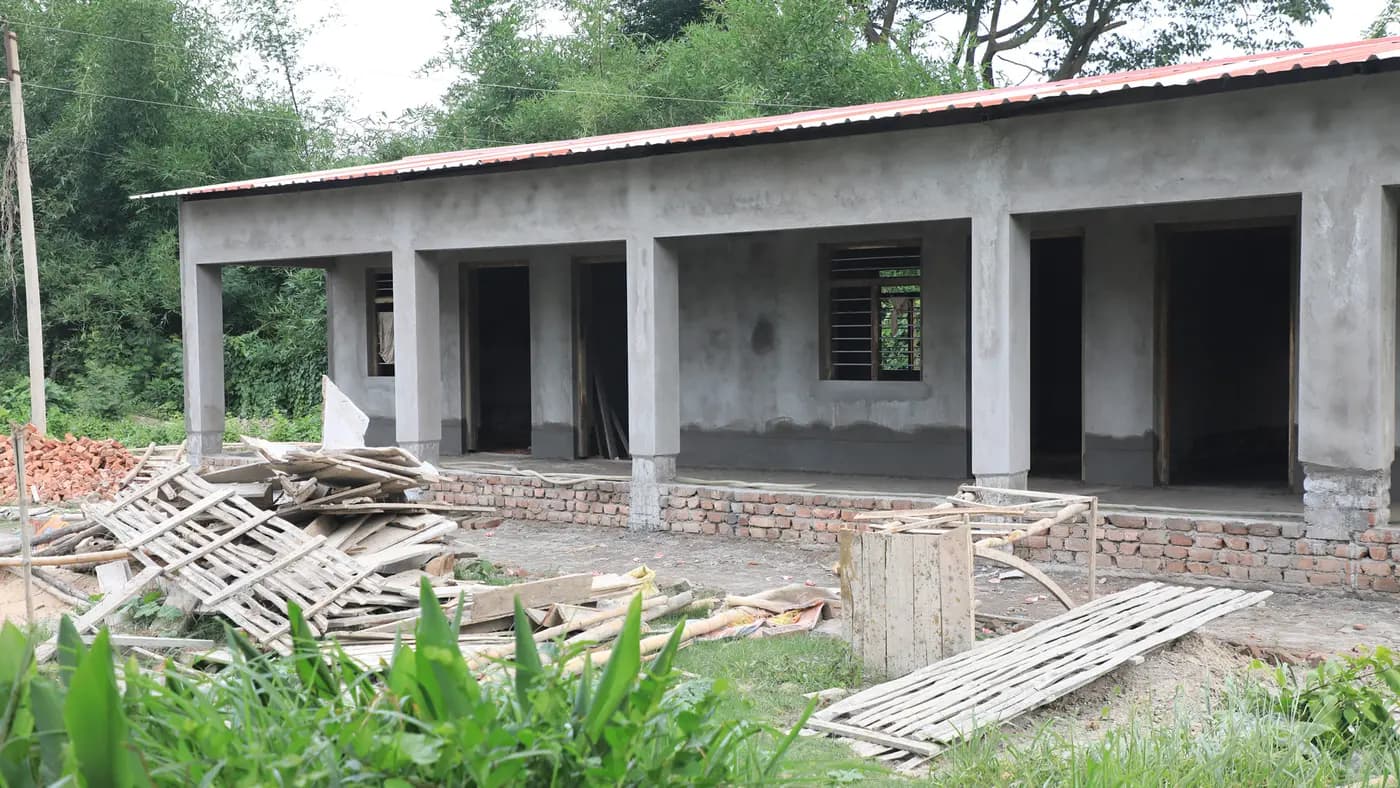 Community area building with verandah under construction