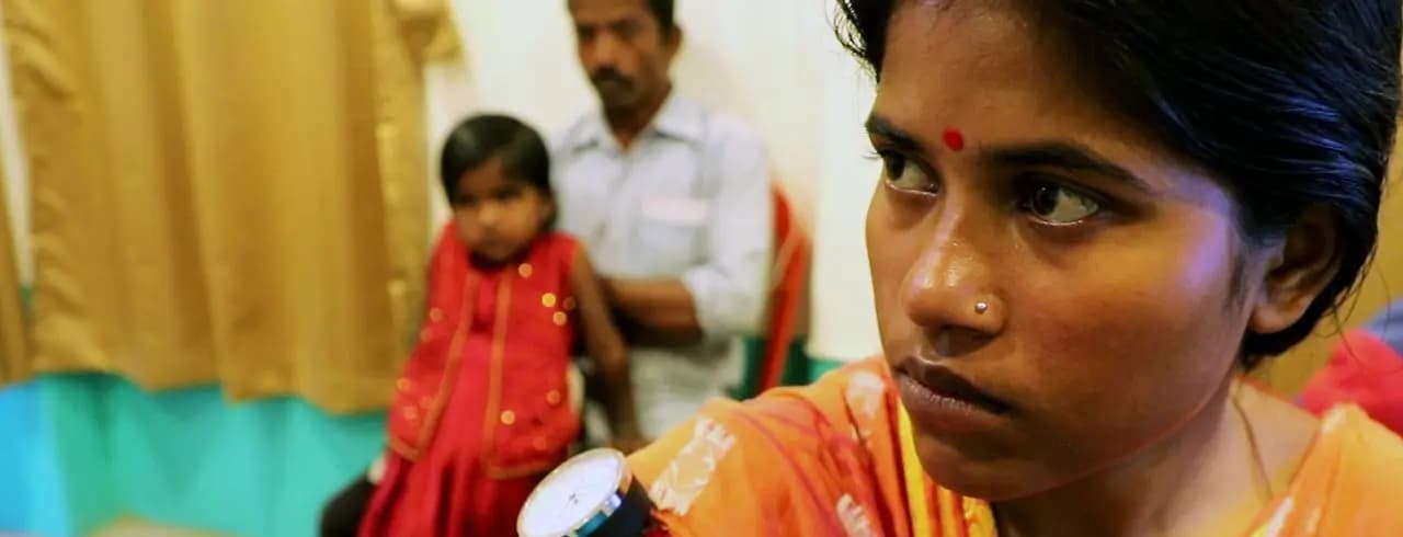 Woman having her blood pressure checked at the clinic
