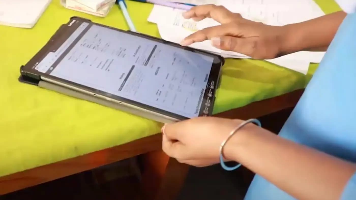 Tablet showing a patient form at the clinic